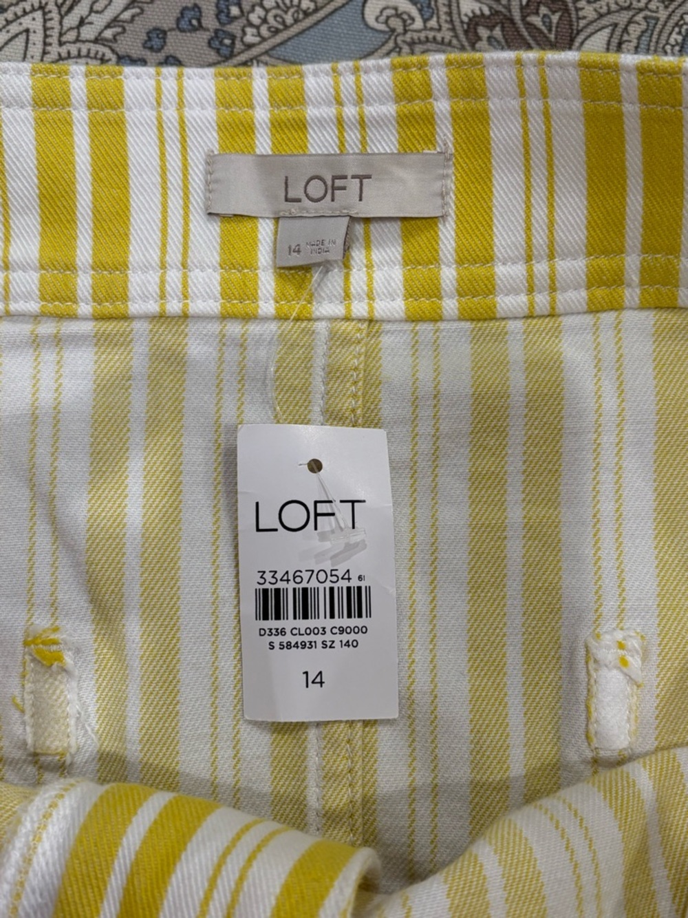 NWT Women’s LOFT Bright Yellow/White Striped Casual Skirt (14) - Picture 4 of 5